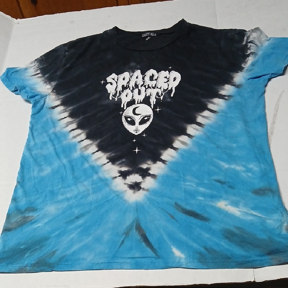 Dolls Kill Current Mood Spaced Out Oversized Tie-Dye Cotton Alien Graphic Tee M